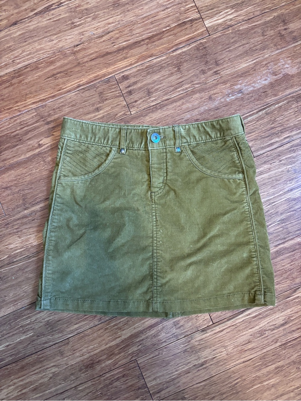 Athleta  Corduroy Mini Pencil Skirt, Size 2 Olive Green